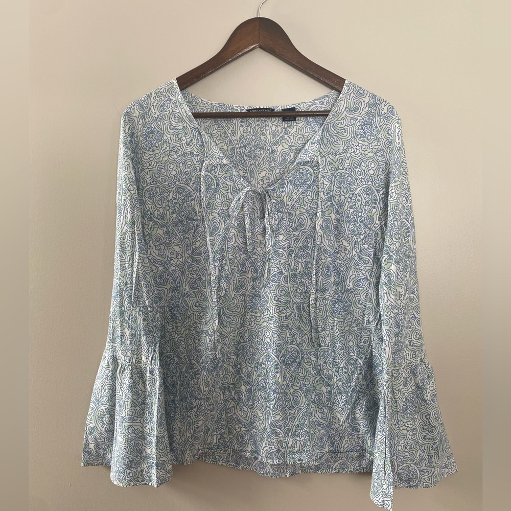 Front-tie Bell Sleeve Top